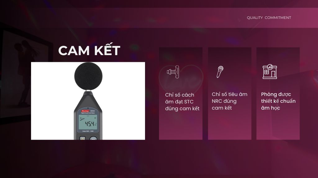 Thi công musicbox cam kết hiệu quả theo chỉ số cách âm STC, tiêu âm NRC và chỉ số chống cháy